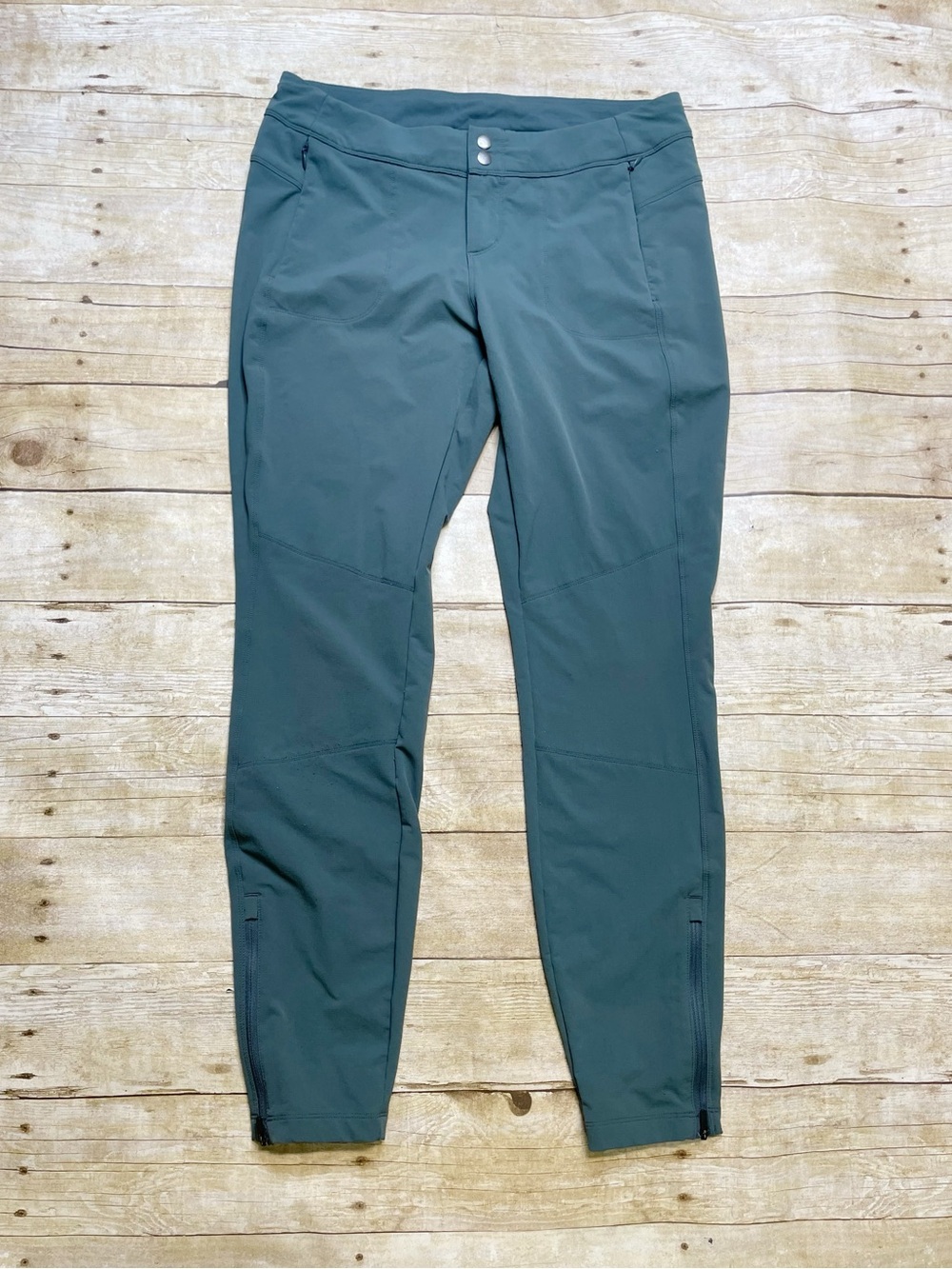 Kuhl Women’s Transcendr Teal Skinny Hiking Pants Ankle Zip Stretch